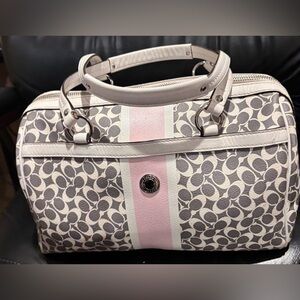 Coach Signature Satchel in Gray and‎ Pink